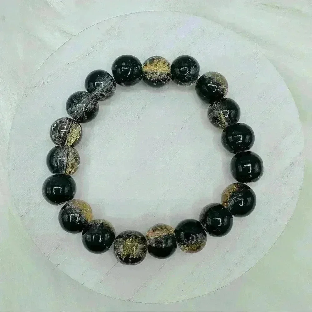 Gold & Black Glass Beaded Bracelet - Picture 6 of 6